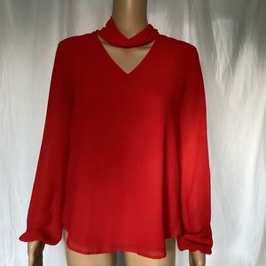 French Corner Soho gauzy Red Top Blouse S